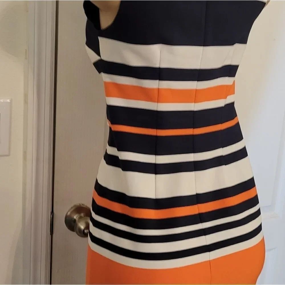 BRAND NEW AMANDA LANE SILKY STRIPPED MULTI-COLOR DRESS - Picture 14 of 16